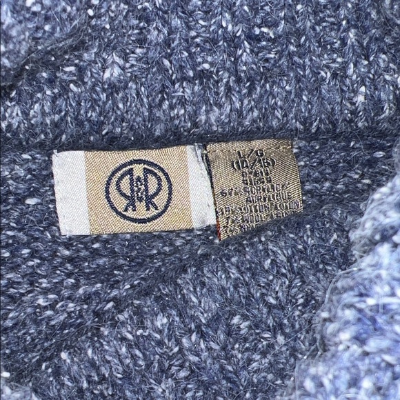 Ladies Blue and White Turtleneck Sweater - Picture 3 of 4